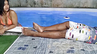 A pool bath ends in sex, And the naughty girl gives me her ass and pisses... Porn Video