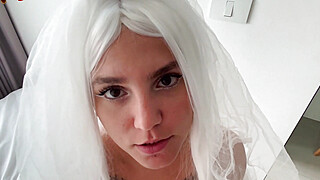 Runaway Bride gets Fucked Doggystyle and gets a Juicy Load of Cum in Her Mouth Porn Video