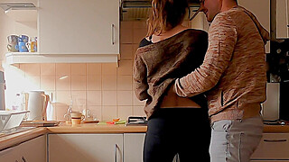 Kitchen make out with stepsister, kissing and fingering - sensual teasing... Porn Video
