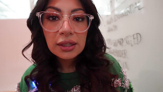 Horny office Christmas party hookup with big titty Latina MILF - Cami Strella + Lev Lieben