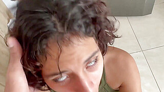 My shy stepsister wakes me up with a nice blowjob. Porn Video
