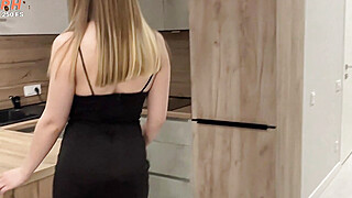 "Hot Coffee Maybe?" - Hot Sexy Stepmom In Tight Dress Fucking Stepson Porn Video