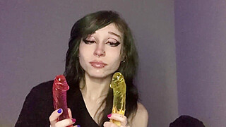 dumb emo spits n explores new gummy worm double dildo Porn Video
