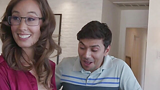 Asian milf tutor gags on two studs at home Porn Video