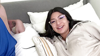 BIG TITTY roommate won't stop yapping so I put my dick in her mouth - Cami... Porn Video