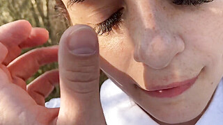 she came with me after school and I fucked her in the woods Porn Video