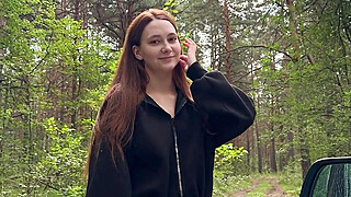 Helped a red-haired athlete in the forest Porn Video