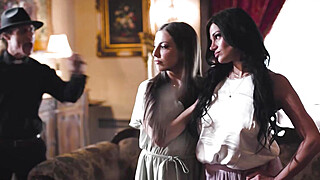 Lesbian couple makes a priest lick them Porn Video