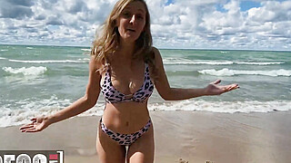 MOFOS - Busty Blonde Molly Pills Gets Nude On The Beach On A First Date And... Porn Video