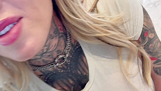 Tatted Up blonde Babe with big tits let’s her landlord fuck - Teddy Tarantino Porn Video