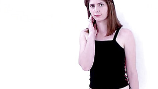 Athletic girl sucks big cock in studio POV casting Porn Video