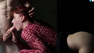 Red-haired Slut Loves Hard Sex and Strong Slaps in the Face Porn Video