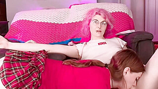 Horny shemale sucks and vibrates their cock together Porn Video