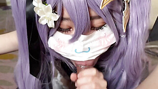 Succubus Keqing cosplay:footjob and blowjob Porn Video