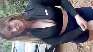 She pulled over the car, lowered her panties and FUCKED right there - Aline... Porn Video