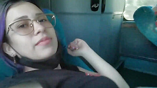 Blowjob and fucking with creampie in public service bus - BlakeProductions Porn Video