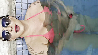 I was teasing a black guy in the pool showing my pussy, I couldn't resist, I... Porn Video