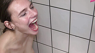 German young woman swallows cum and piss in swinger club Porn Video