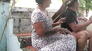 BIG ASS BRUNETTE CAUGHT SUCKING PUSSY UNDER HER SKIRT OUTDOORS UNTIL ORGASM Porn Video