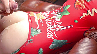 Sex in red Christmas cosplay. Porn Video