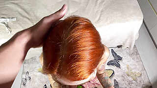 Fucked a Redhead Student and Cum on her Stomach Porn Video