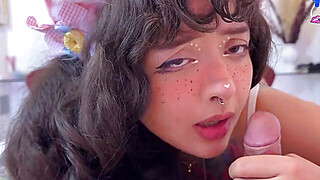 Curious kitten lady smells my pre jizz - XXX! Naughty kinky smelling... Porn Video