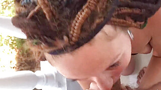 Tattooed beauty gets big dick from ass to mouth on the balcony Porn Video