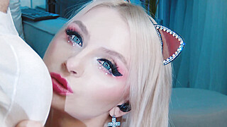 Naughty Blonde Teases with Deep Wet Oral Play Porn Video