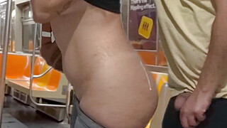 Student girl gets cum on New York subway train. Porn Video