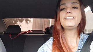 Slutty app driver caught passenger masturbating from behind and fucked him... Porn Video