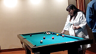 Le di una leccion a mi mejor amiga por perder la partida de pool Porn Video