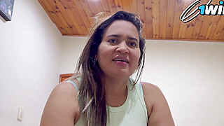 Colombiana Vanessa gives fabulous DT and nearly exposes us. 1 win! Porn Video