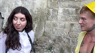 Gangbang in Abandoned House with Girl Realtor on High Heels Porn Video