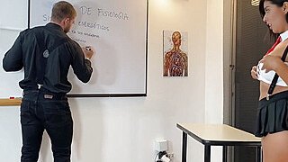 HORNY colegiala tempts bashful teacher Brian Evansx for passing the subject -... Porn Video