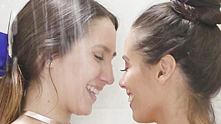 Lesbian cheerleader pussy licking brunette team mate Porn Video