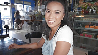 Touching a Hot Booty Latina Waitress While She Attends Customers Porn Video