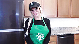 Busty Starbucks Barista Squirts All Over BBC And Swallows Cum During Her Shift! Porn Video