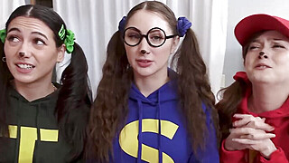 Trick or treat foursome with girlfriends Porn Video