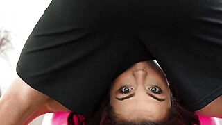 Milking cock on exercise ball during Yoga Porn Video