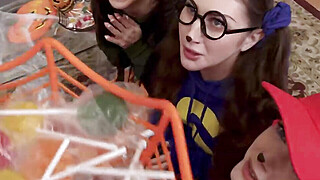 Besties spreading wide for candies in foursome Porn Video