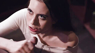 Waitress sucks her boss behind counter Porn Video