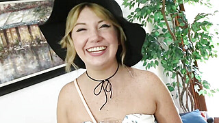 Petite blonde cutie spreads on sofa for my hard dick Porn Video