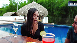 Colombian waitress Daniela Andrea gets pounded rock hard on a pool table... Porn Video