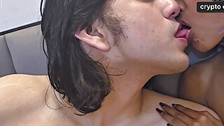Hot three way with puny tits, massive boobs, and blowage - jizz on body! Porn Video
