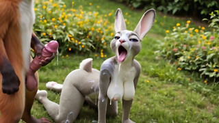 Nick Wilde bends busty bunny Judy over his desk outdoors & cums all over her... Porn Video