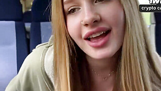 Big fun bags blondie ultra-cutie entices stranger for a creampie on the train. Porn Video