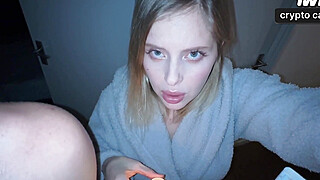 Wow, scorching stepmom and stepson tear up in POV? Blowjob on the couch with... Porn Video