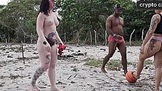 PLAYING THE BALL ON THE FIELD WITH MY NEIGHBOR WE LOST OUR ASSES Porn Video