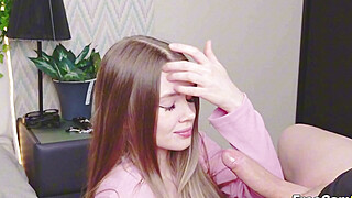 Blonde Slut in Pink Begging for Cum with Her Eyes Porn Video