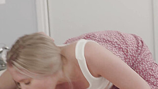 Step-siblings having hookup doggie with torn undies and jizz on her face. Porn Video